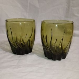 Anchor Hocking Central Park Starfire Tumblers  Green Set Of Two